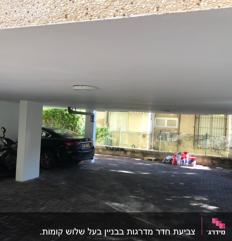 דלי צבעים וכלי עבודה לצביעה בחניה